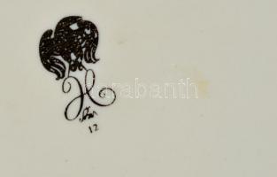 Hollóházi Szász Endre tervezte falitál, matricás, jelzett, hibátlan, d:31 cm