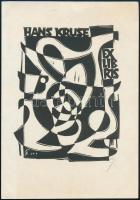 Erhard Zierold (1920-2005): Ex libris Hans Kruse. Linómetszet, papír, jelzett, 8,5×6 cm