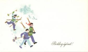 4 db MODERN újévi üdvözlő mini motívumlap, nem képeslap hátoldalú / 4 modern New Year greeting mini ...