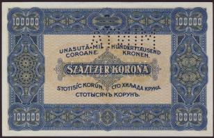 1923. 100.000K "000" szériás "MINTA" lyukasztással "Orell Füssli" T:I ...