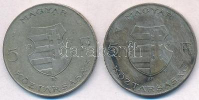 1947. 5Ft Ag "Kossuth" (2x) T:2,2- patina
