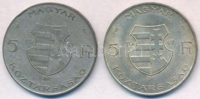 1947. 5Ft Ag "Kossuth" (2x) T:2,2- ph
