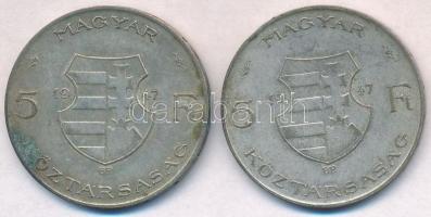 1947. 5Ft Ag "Kossuth" (2x) T:2,2- patina