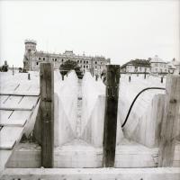 cca 1970 Budapest, Moszkva téri építkezések, 3 db szabadon felhasználható, vintage negatív, 6x6 cm