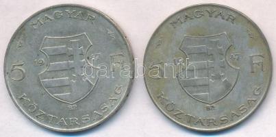 1947. 5Ft Ag "Kossuth" (2x) T:2,2- patina