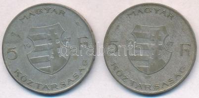 1947. 5Ft Ag "Kossuth" (2x) T:2- patina