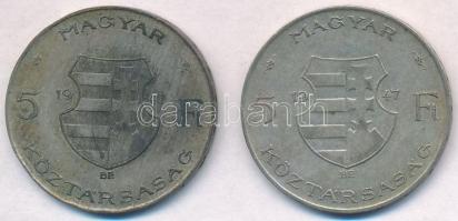 1947. 5Ft Ag "Kossuth" (2x) T:2,2- patina, ph