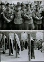 1945 Háborús bűnösök nyilvános kivégzése egy budapesti börtön udvarán, 5 db vintage negatívról készült mai nagyítás, 18x25 cm