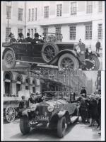 cca 1925 Két régi automobil, Fekete György (1904-1990) budapesti fényképész hagyatékában fellelt 2 db repró negatív mai nagyítása, 10x15 cm