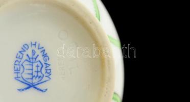 Herendi plasztikus virág mintás váza, kézzel festett, jelzett, hibátlan, m:16 cm