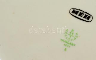 Hollóházi virág mintás tál, matricás, jelzett, hibátlan, 18×14 cm