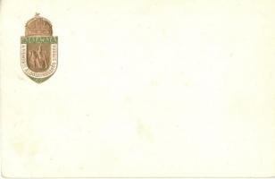 Nemzeti Áldozatkészség Szobor segélylap / Hungarian charity card, coat of arms, golden Emb. (EK)
