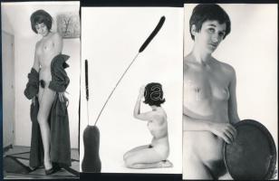 cca 1973 A fényképezés ellazít, 4 db szolidan erotikus vintage fotó, 18x8 cm és 24x18 cm között / 4 ...