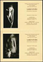 cca 1980 Ujhelyi István (1936-2003) budapesti fotóművész hagyatékából 3 db vintage fotóművészeti alkotás, kettő beragasztva kiállítási meghívójába, 12x7 cm és 23x16 cm között
