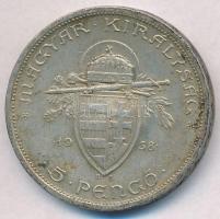 1938. 5P Ag "Szent István" T:2 patina, ph.
Adamo P8.1