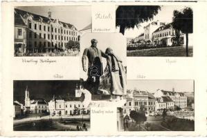 Zilah, Zalau; Wesselényi kollégium és eltávolított szobor, Fő tér, Vigadó / boarding school, monument, main square, redoute