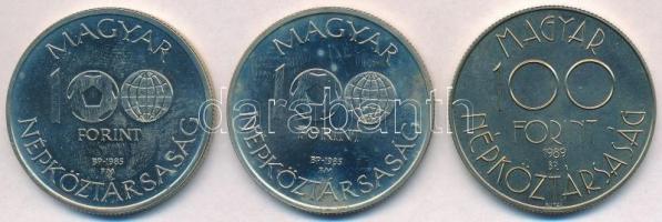 1985. 100Ft Cu-Ni-Zn "Labdarúgó Világbajnokság Mexikó" (2xklf) + 1989. 100Ft alpakka &quot...