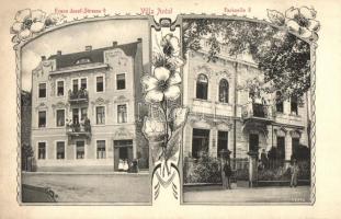 Pöstyén, Piestany; Antal Villa / Franz Josef Strasse 9., Parzeile 6. / villa. Art Nouveau, floral