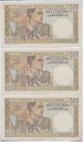 Szerbia / Német megszállás 1941. 500D (3x) sorszámkövetők T:II 
Serbia / German occupation 1941. 50...