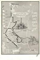 1941 Előre az 1000 éves határokig! Hiszekegy. M. Kir. 1. Honvéd gépvontatású könnyű tüzér osztály, hadtérkép / WWII Hungarian military map, irredenta