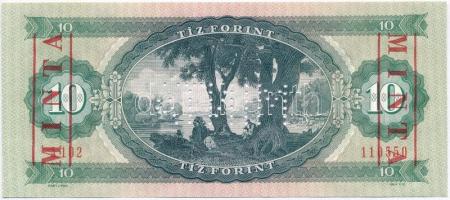 1975. 10Ft "A102 110550" sorozat és sorszámmal illetve piros "MINTA" felülnyomás...