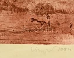 Olvashatatlan jelzéssel: Ügető ló. Rézkarc, papír, 31x43 cm