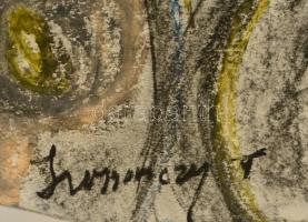 Lossonczy jelzéssel: Kompozíció. Szén-kréta, papír, kis szakadással, 40×50 cm