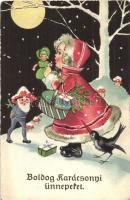 Boldog Karácsonyi Ünnepeket! / Christmas with mushroom dwarf. Erika Nr. 6072. litho (EK)