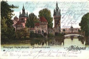 Budapest XIV. Városliget, Vajda Hunyad vára, litho + Műcsarnoki Hadikórház pecsét a hátoldalon (fa)