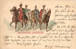Milleniumi Banderium. Rigler József Ede kiadása / Hungarian cavalrymen uniform, litho