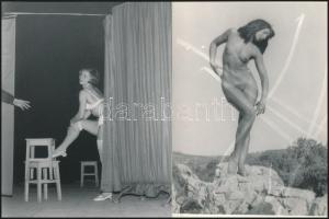 cca 1973 Szolidan erotikus vintage fotók tétele, 13 db fénykép, 11x7 cm és 27x19 cm között / 13 erot...