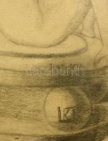 Kozma jelzéssel: Női akt. Ceruza, papír, üvegezett keretben, 30×23 cm