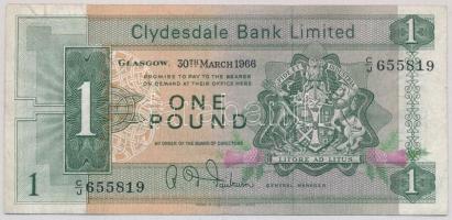 Skócia / Clydesdale Bank 1966. 1Ł T:III,III- Scotland / Clydesdale Bank 1966. 1 Pound C:F,VG Krause 197