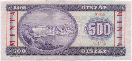 1969. 500Ft "E052 056331" sorozat és sorszámmal, piros "MINTA" felülnyomással és...