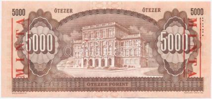 1993. 5000Ft piros "MINTA" felülnyomással és perforációval, "K 00000490" sorszám...