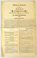 1858 Meghívó Maximilian Füger von Rechtborn: Das alte und neue Privatrecht című jogi előadására, német nyelven, 41,5x26 cm