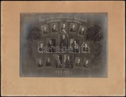 1926 Eger, a Szőlészeti és Borászati Szakiskola növendékei és tanárai, kistabló 16 nevesített portréval, Kiss és Fia egri műterméből, 16,5x23 cm, karton 24x32 cm