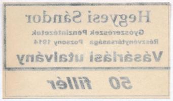 Pozsony 1914. "Hegyesi Sándor gyógyszerészek Pénzintézetek Részvénytársasága" hamis vásárl...