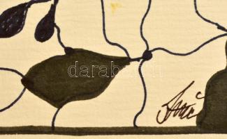 Szász jelzéssel: Arcok. Vegyes technika, papír, 17×10 cm