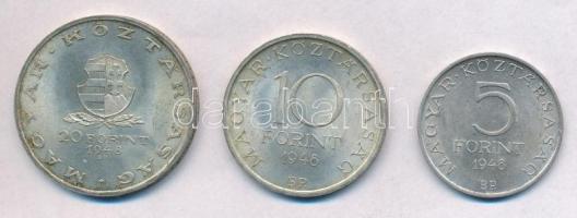 1948. 5Ft Ag "Petőfi" + 10Ft Ag "Széchenyi" + 20Ft Ag "Táncsics" - &qu...