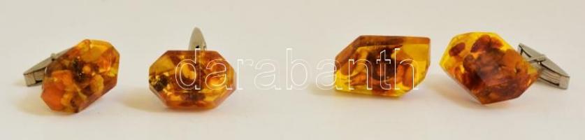 2 pár borostyánszínű mandzsettagomb