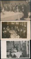 cca 1930-1950 Italozó asztaltársaságok, 5 db fotó, 9x13 cm