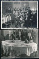 cca 1930-1950 Italozó asztaltársaságok, 5 db fotó, 9x13 cm