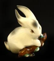 Drasche bonbonier, matricás, jelzett, kis kopásokkal, d: 13,5 cm + Zsolnay kisnyúl, kézzel festett, ...