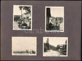 1941 Homoródfürdő, Tusnádfürdő, Székelyudvarhely, 12 db feliratozott fotó albumlapra ragasztva, 6x9 ...