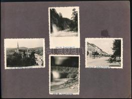 1941 Homoródfürdő, Tusnádfürdő, Székelyudvarhely, 12 db feliratozott fotó albumlapra ragasztva, 6x9 ...
