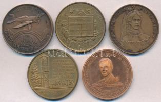 Vegyes: 5db-os emlékérem tétel, közte Bozó Gyula (1913-2004) 1991. "60 éves a magyar óceánrepül...