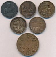 Vegyes: 6db-os emlékérem tétel, benne 1942. "Műegyetemi Athletikai és Football Club" Zn em...