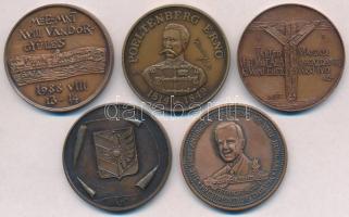 Vegyes: 5db-os emlékérem tétel, közte 1988. "Türr István / MÉE-MNT XVIII. Vándorgyűlés" Br...