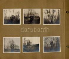 cca 1910-1920 Családi fotóalbum 106 beragasztott fotóval, városi, vidéki életképek, tenisz, vadászat...